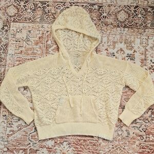The Normal Brand Women's Cream Knit Pullover Hooded Sweater Size Snall